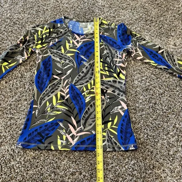 Athleta Long Sleeve Top Small Midnight Palm Swim - Picture 7 of 11